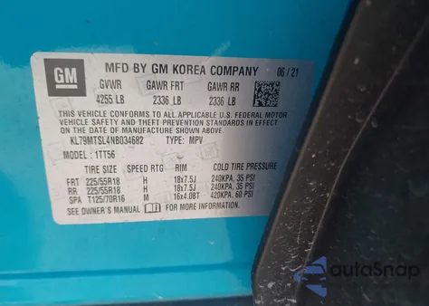 2022 Chevrolet Trailblazer Fwd Rs from USA, damaged, VIN KL79MTSL4NB034682